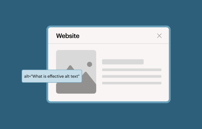 A sample webpage with an image embedded and a text popout that says alt equals what is effective alt text.