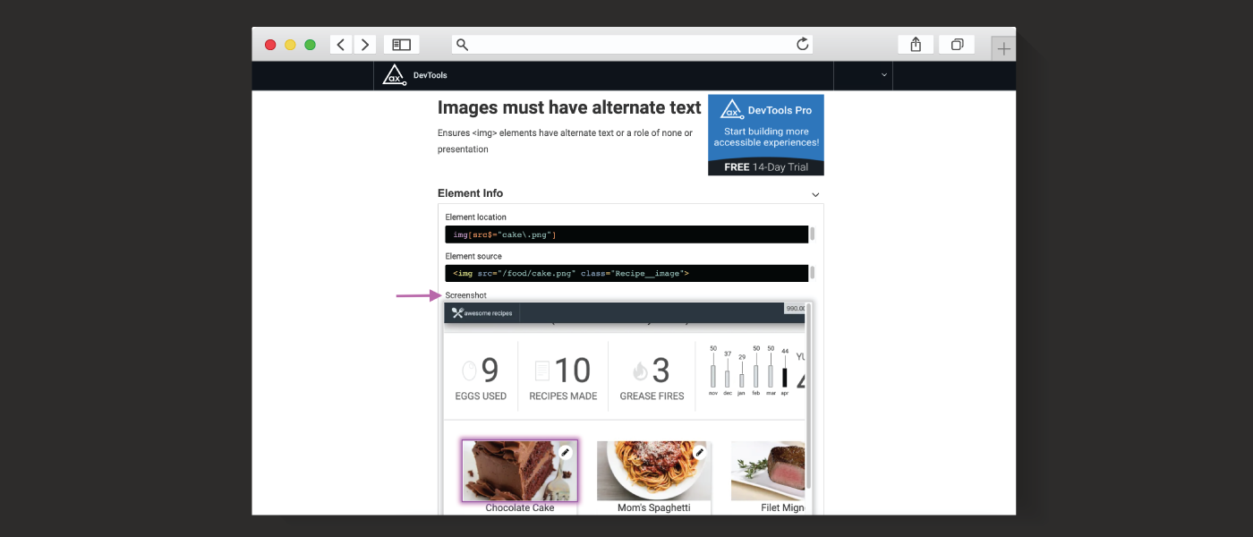 axe DevTools Screenshotting Functionality