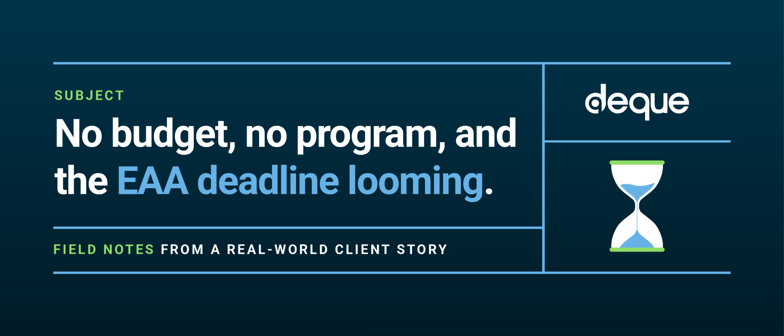 no budget no program EAA deadline looming