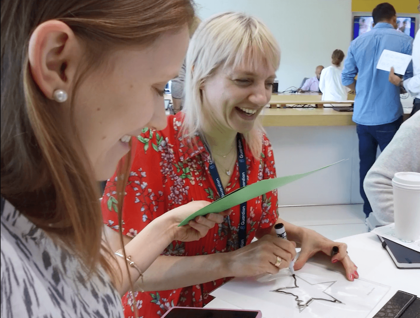 Two awareness lab participants enjoying one of the stations